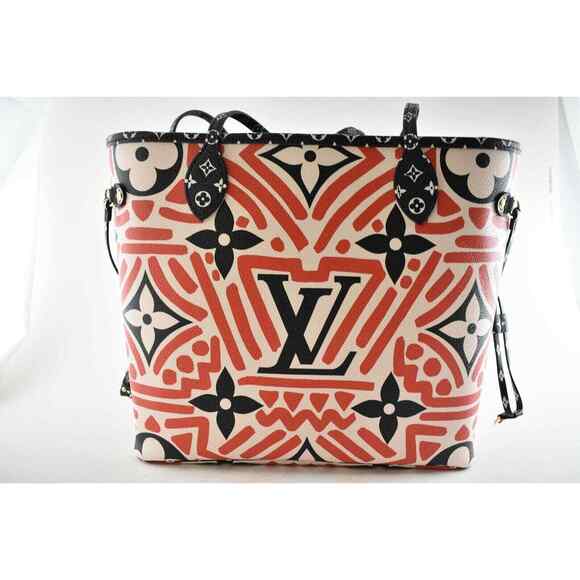 Louis Vuitton Crafty Neverfull MM White Black Red Tote Top Handle Shoulder Bag - Picture 8 of 12